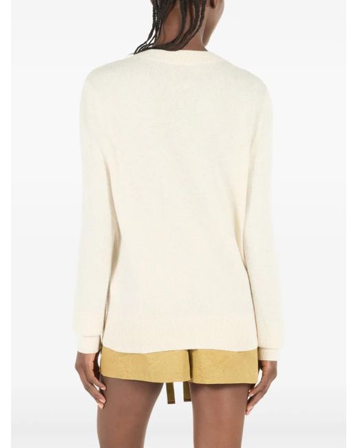 Roberto Cavalli Natural Logo-Embroidered Sweater