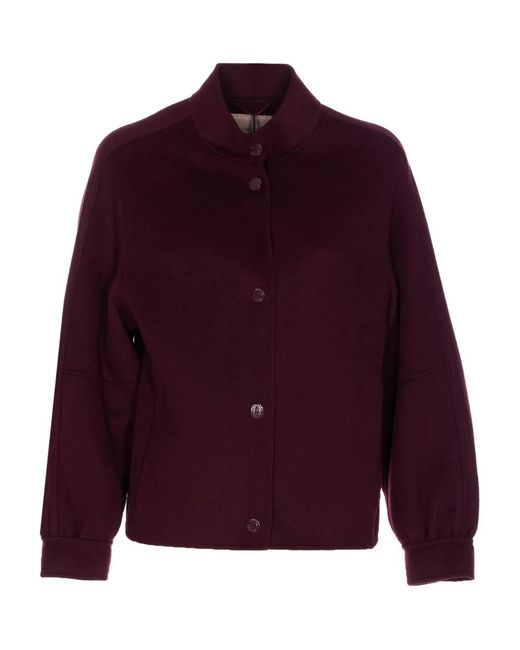 Twinset Red Snap-Button Crew-Neck Jacket
