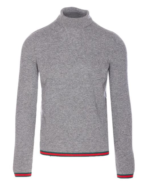 Gucci Turtleneck logo-detail sweater in Gray für Herren