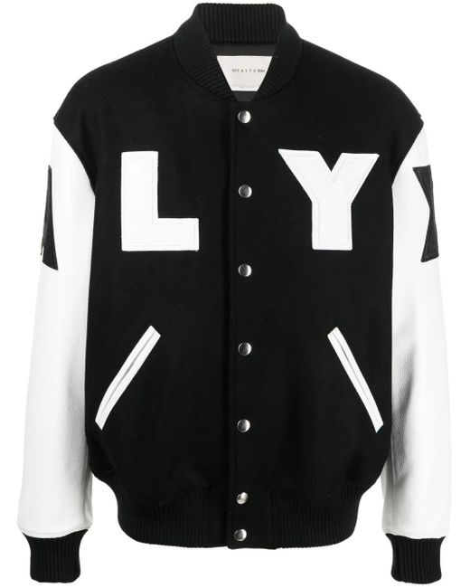 1017 ALYX 9SM Black Logo-Print Varsity Jacket for men