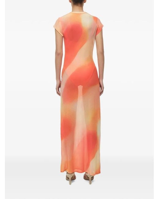 Jonathan Simkhai Pink Fia Abstract-Print Mesh Maxi Dress