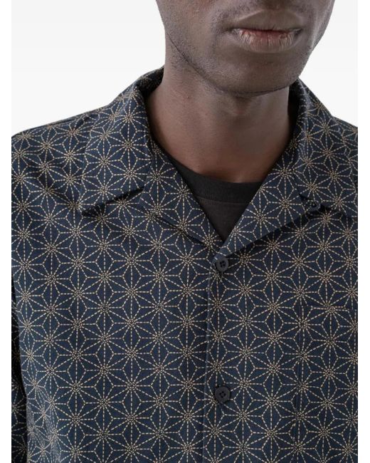 メンズ Maharishi ジオメトリックパターン ショートスリーブシャツ Gray