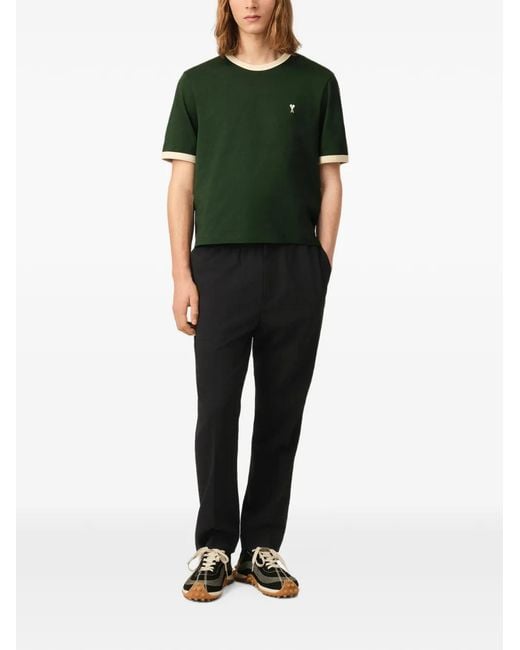 AMI Black Elasticated-Waist Wool Trousers for men