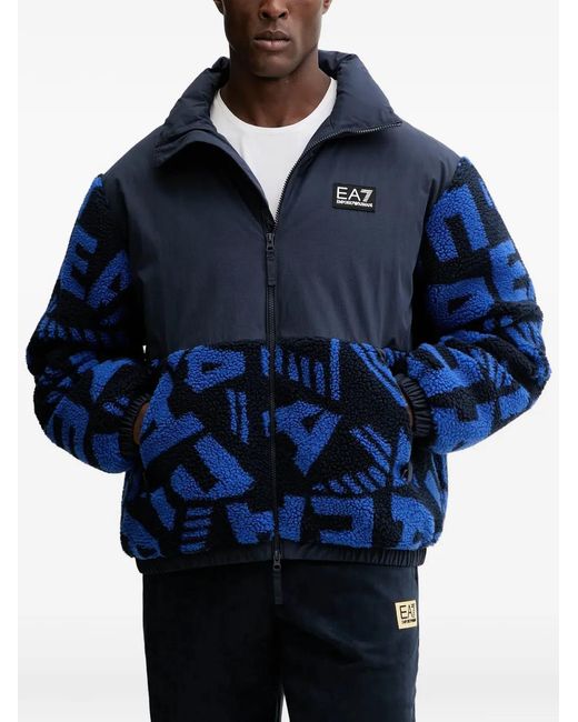 EA7 Blue Logo-Patch Jacket for men