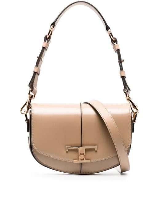 Tod's Natural T-Plaque Leather Tote Bag