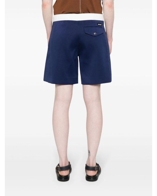 Miu Miu Blue Logo-patch Felted Shorts