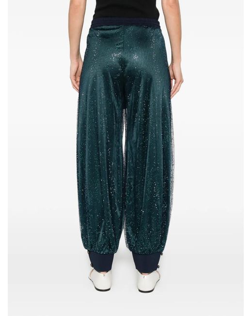 Giorgio Armani Green Tassel Drawstring Trousers