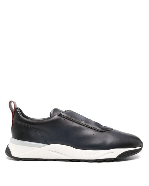Santoni Blue Leather Sneakers for men