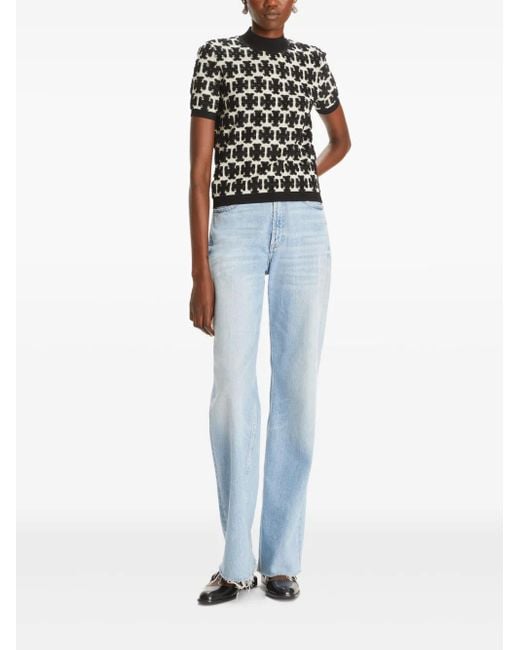 Tory Burch Black T Monogram Mock-Neck Tee