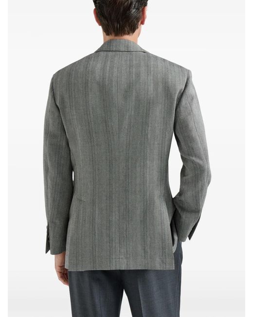 Brunello Cucinelli Gray Chevron Blazer for men