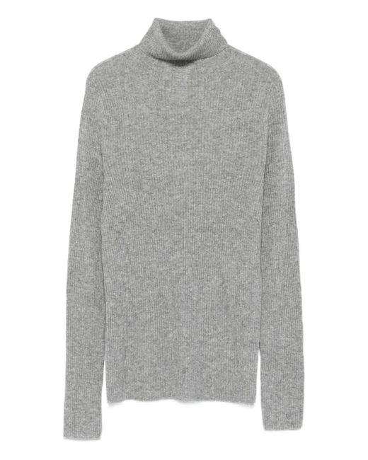 Fabiana Filippi Gray Ribbed Turtleneck Sweater