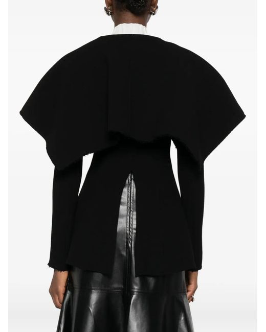 A.W.A.K.E. MODE Black Wide-Collar Long-Sleeve Jacket