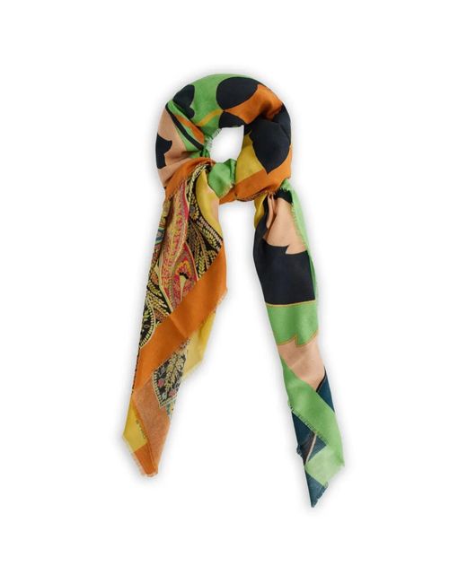 Etro Orange Paisley-Print Frayed Scarf