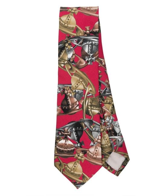 メンズ Vivienne Westwood Crazy Orb シルクネクタイ Red