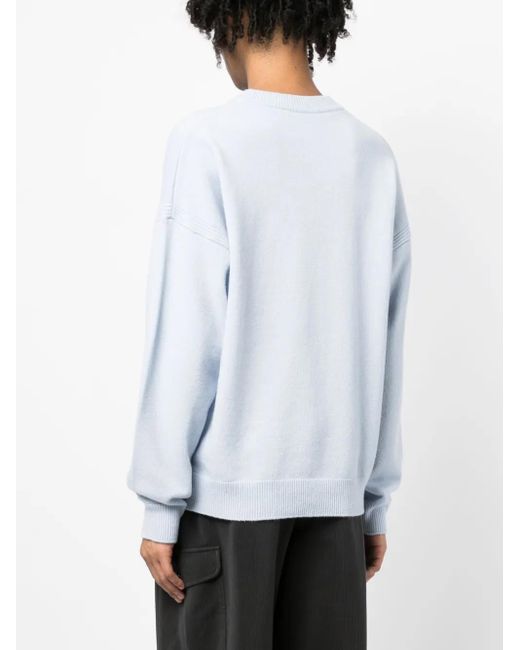 Maison Kitsuné White Intarsia-Knit Logo Wool Jumper for men