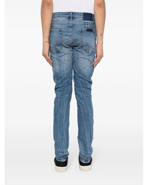 Ksubi Blue Distressed Straight-Leg Jeans for men