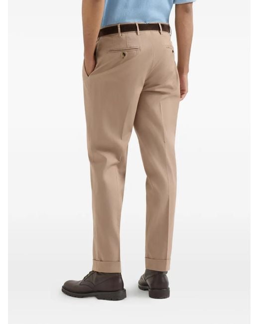 Brunello Cucinelli Natural Pantalon À Coupe Italienne Teint En Gabardine Américaine Pima En Coton Confort for men
