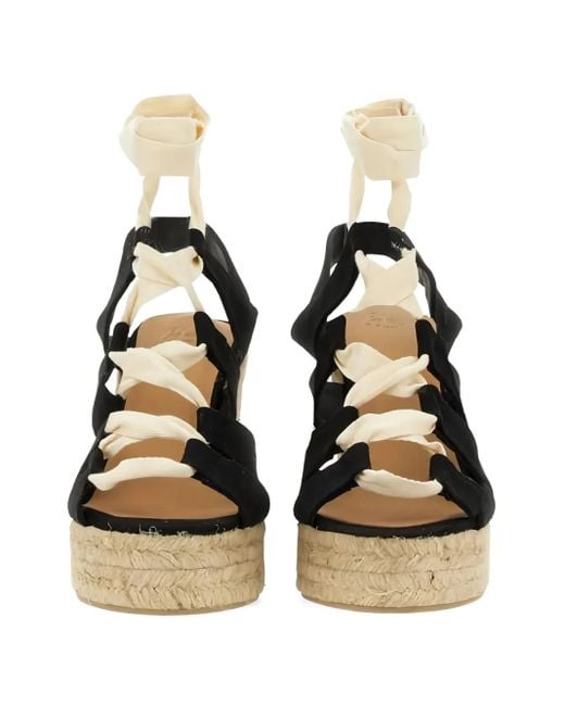 Castaner Black 110Mm Lace-Up Wedge Heeled Espadrilles