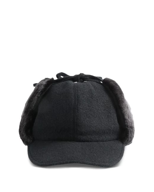 Y's Yohji Yamamoto Black Fur-Earmuff Cap