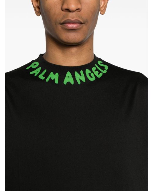 メンズ Palm Angels Seasonal Logo コットンtシャツ Black