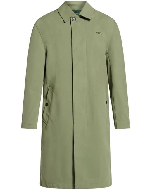 Lacoste Green Water-Repellent Windproof Trench Coat for men