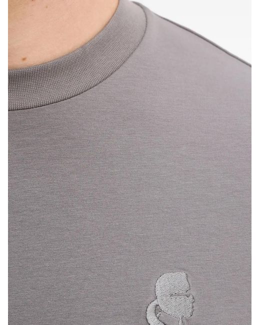 Karl Lagerfeld Gray Logo-Embroidered T-Shirt for men
