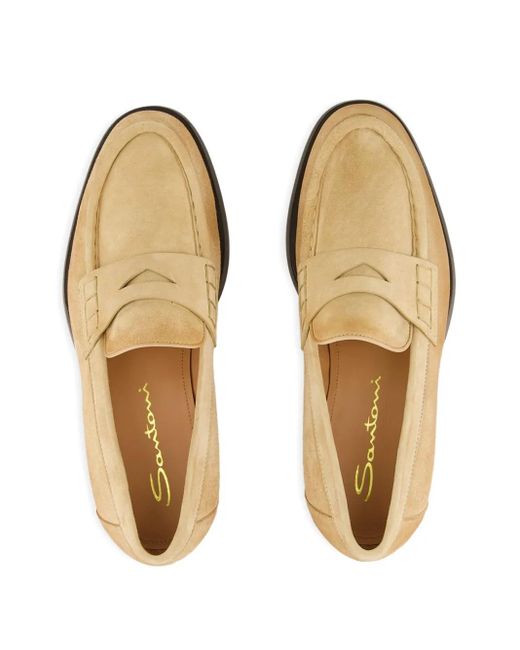 Santoni Suède Loafers in het Natural