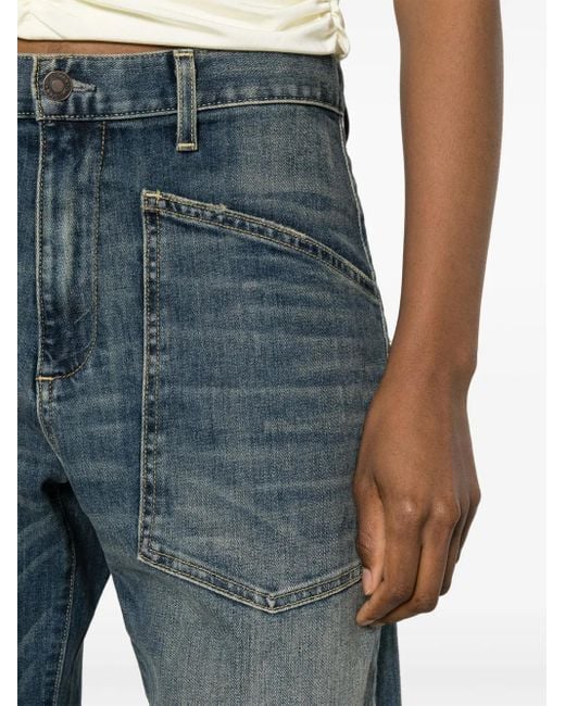 Nili Lotan Blue Shon High-rise Tapered Jeans