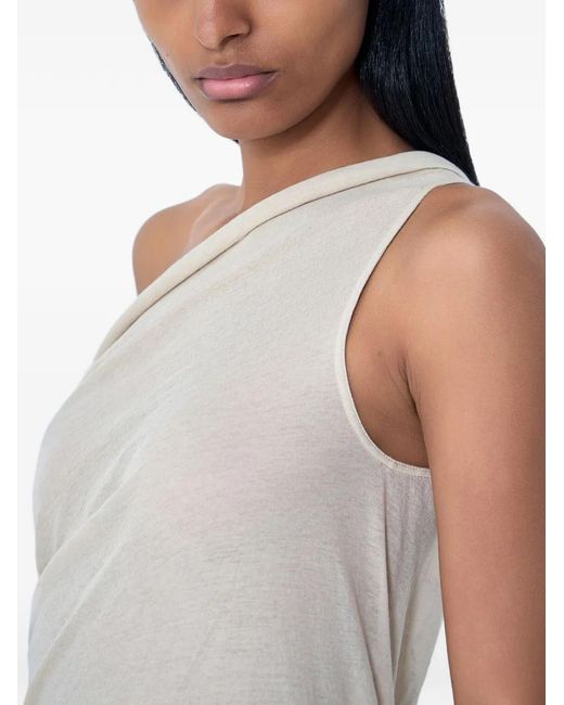 Rick Owens White Asymmetric Draped Top