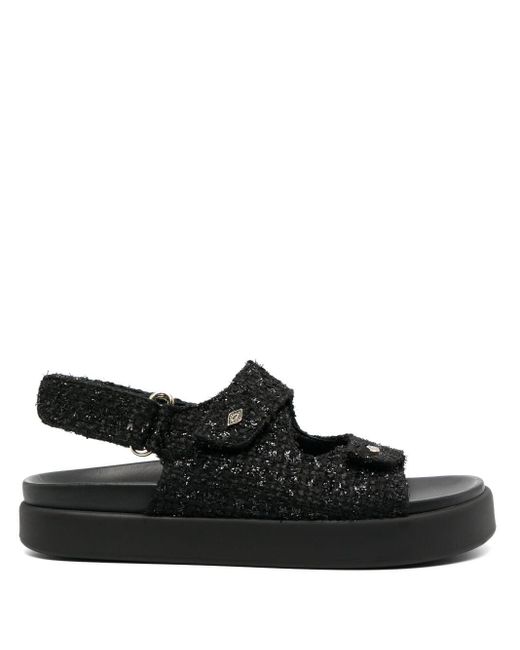 Ba&sh Black Cratch Double-strap Sandals