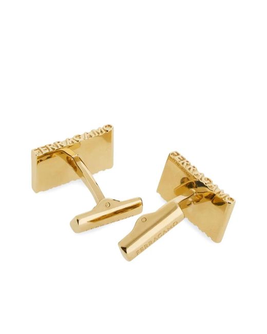 Ferragamo White Logo Cufflinks for men