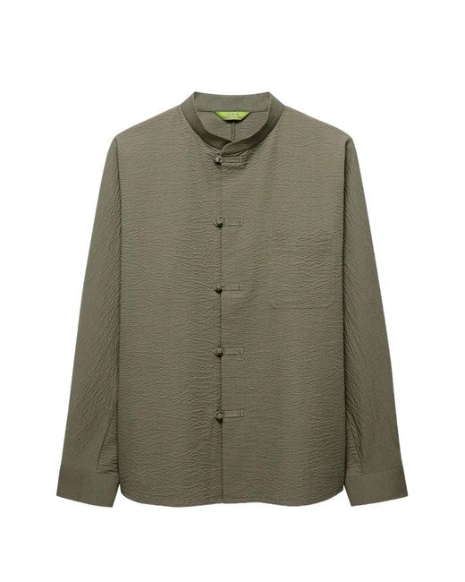 Shanghai Tang Green Tang Seersucker Shirt for men