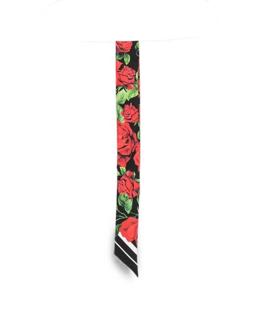 Dolce & Gabbana White Rose-Print Scarf