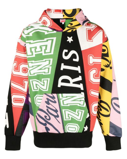 KENZO Green Multicolored Oversized Hoodie For for men