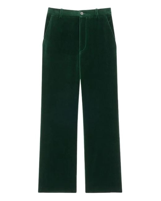 Saint Laurent Green Samthose mit geradem Bein