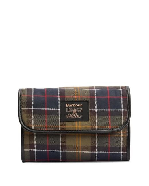メンズ Barbour チェック クラッチバッグ Black
