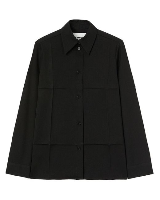 Jil Sander Black Long-sleeve Virgin-wool Shirt