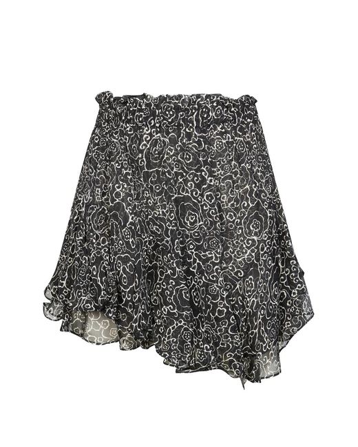 Isabel Marant Gray Ruffled Floral Shorts
