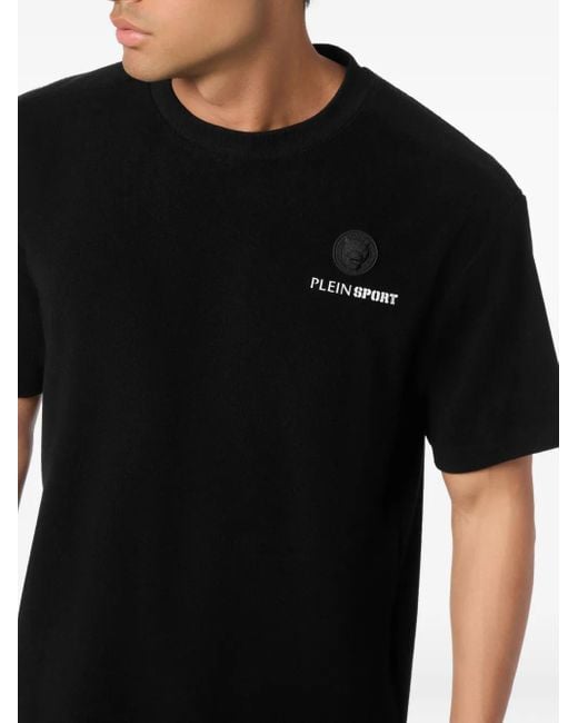Philipp Plein Black Logo-Plaque Crew-Neck T-Shirt for men