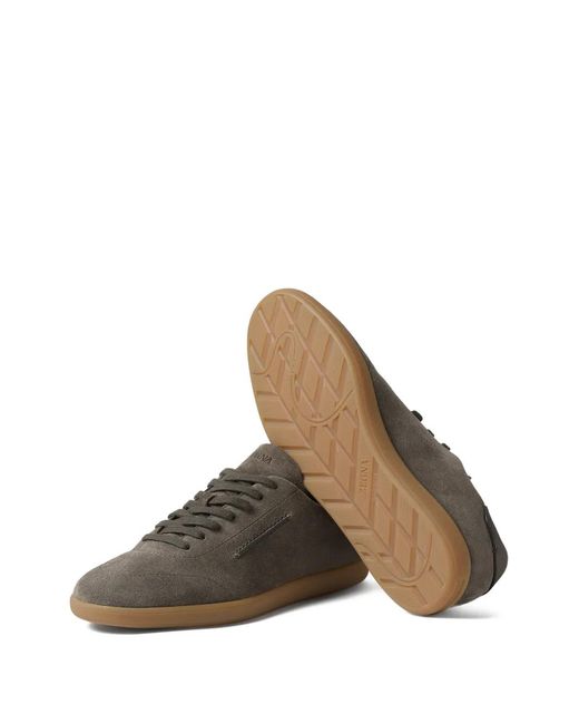 Zegna Brown Suede Lace-Up Sneakers for men