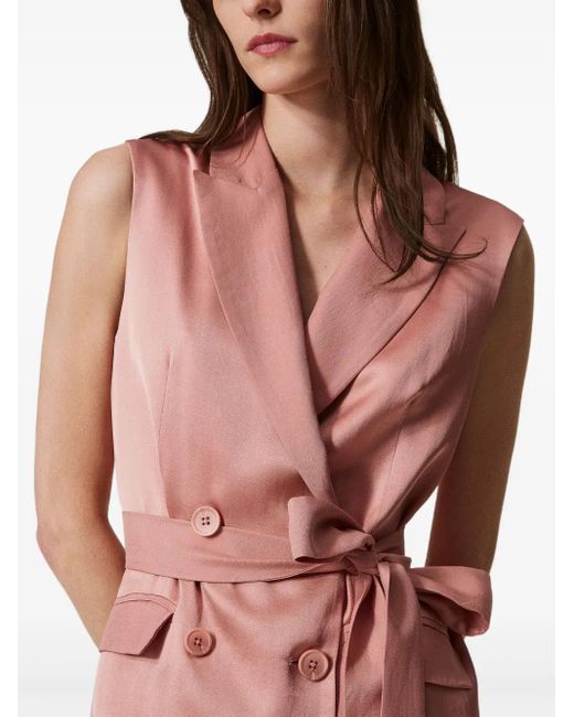 Twinset Pink Satin Belted Blazer