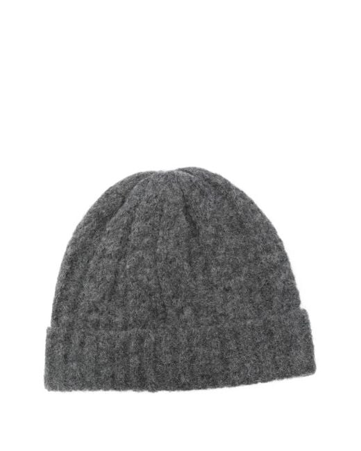 Herno Gray Cable-Knit Beanie