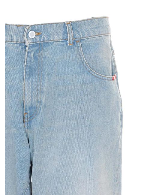 AMISH Blue James Logo Wide Jeans for men