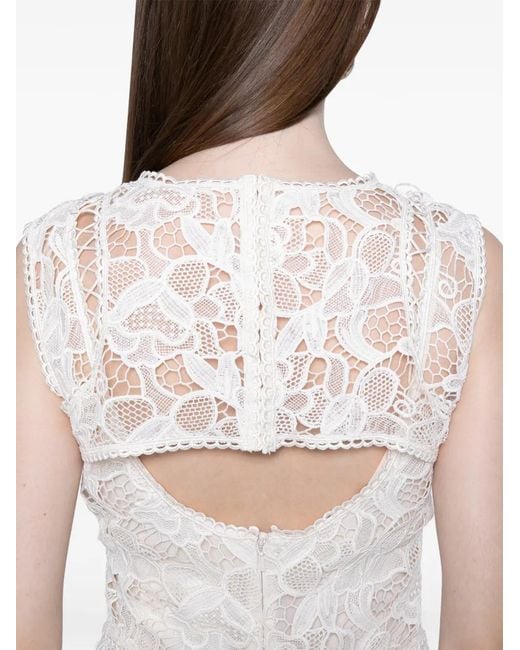Costarellos White Lace Sleeveless Maxi Dress