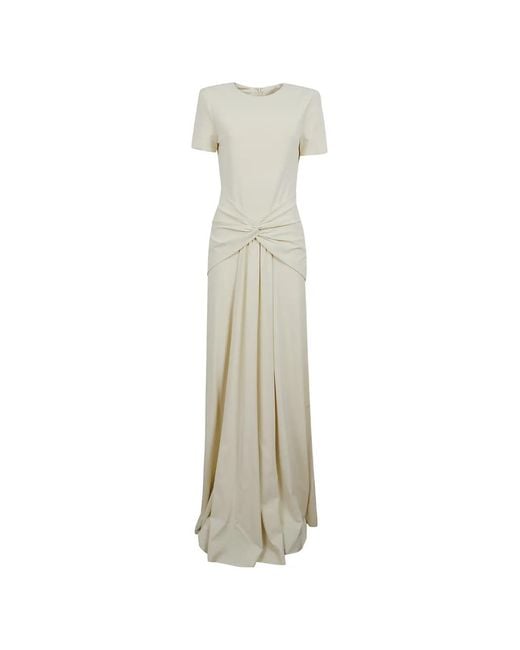 Roland Mouret White Twist-Detail Short-Sleeve Gown
