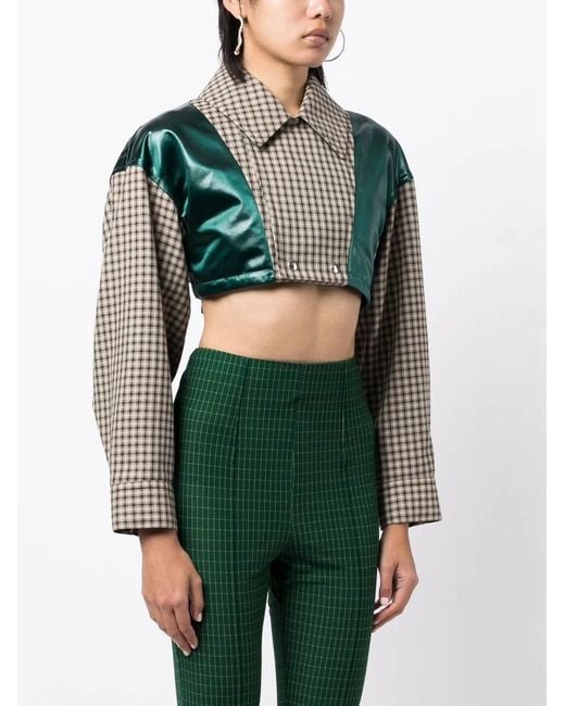 Toga Green Panelled Cropped Jacket