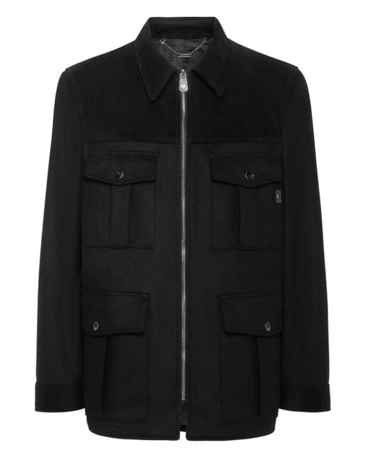 Billionaire Black Zip-Up Jacket for men