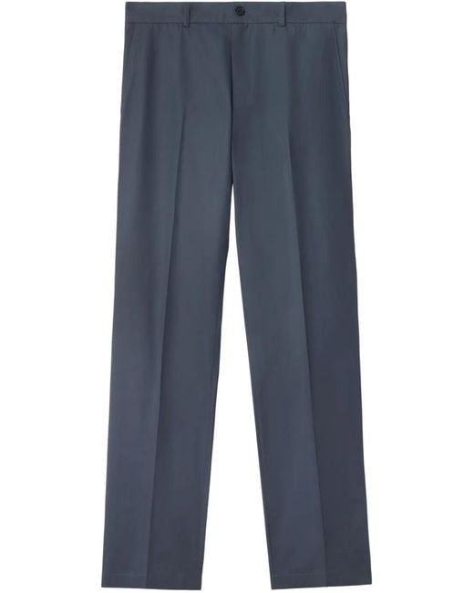 Burberry Blue Cotton Tailored Trousers for men