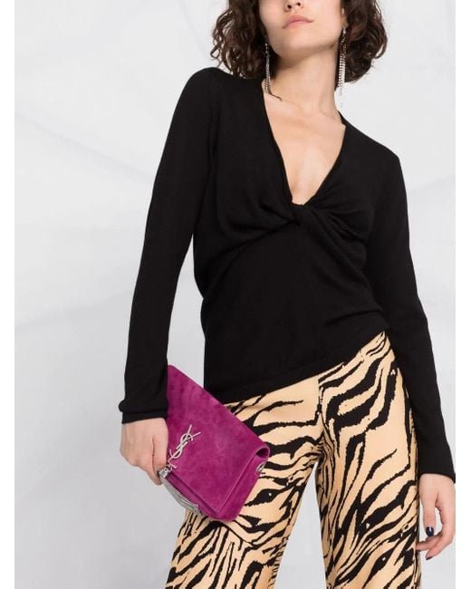 Tom Ford Black Plunge-Neck Twist-Detail Knitted Top
