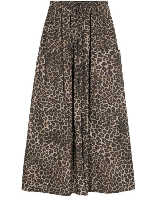 Liu Jo Brown Leopard-print Maxi Skirt